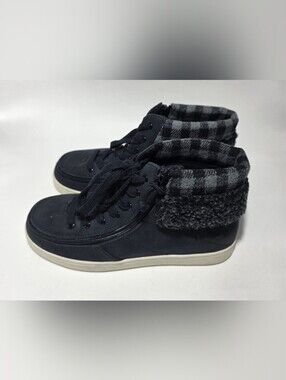 Billy Footwear Girls Black Faux Fur High Top Sneakers Size 6 Wide Zip Shoes
